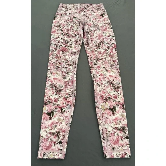 Lululemon Wonder Under Leggings Womens Size 6 Floral Pink Athletic Workout - Picture 2 of 10